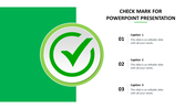 Green check mark inside a circular icon with three numbered points, set against a white and green background.