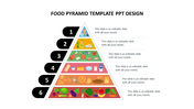 Colorful food pyramid slide with six numbered levels, each with different food icons and text areas.