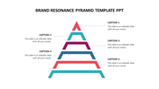 A colorful brand resonance pyramid slide with five levels, each labeled with a caption placeholder.