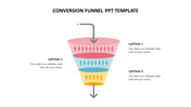 Illustration of a multi layered conversion funnel with icons representing users moving down through stages with captions.