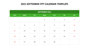 Get 2021 September PPT Calendar Template Designs