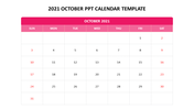 2021 October PPT Calendar Template For Customers