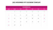 2021 November PPT Calendar Template and Google Slides