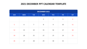 Effective 2021 December PPT Calendar Template Presentation