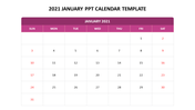 Download 2021 January PPT Calendar Template Presentation