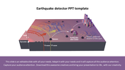 Earthquake detection process showing fault, waves, sensors, and alert center in a 3D layout