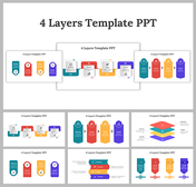 Slide deck featuring a 4 layer template with colorful sections, illustrating layered processes in a clean layout.