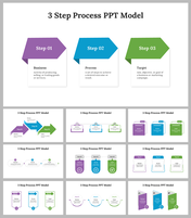 3 Step Process Model PPT and Google Slides Templates