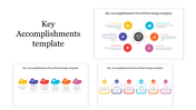 Set of slides showing colorful icons and key accomplishment layouts, each with distinct designs and arrangements.