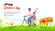 Father's day background slide featuring a father and daughter riding a bicycle with the message.