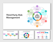 Slide pack with a circular diagram, timeline, analysis steps, and segmented workflow in various colors.