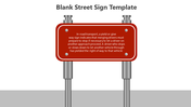 Illustrated slide with a blank street sign in red, supported by two metal poles, and text related to traffic rules.