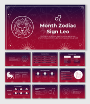 Navigate Month Zodiac Sign Leo PowerPoint And Google Slides