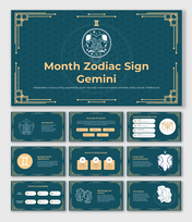 Elegant Month Zodiac Sign Gemini PPT And Google Slides