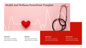 Slide showing a heart, stethoscope, and heartbeat line symbols with caption areas for overall health and wellness.