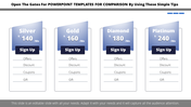 Pricing comparison table with four columns for silver, gold, diamond, and platinum plans, each showing a monthly price.