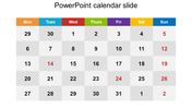 Ready To Use PowerPoint Calendar Slide 