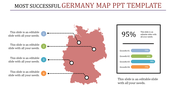 Germany map slide showing four labeled points across the country with accompanying growth statistics.