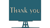 Thank You slide design with bold 3D text in a beige font on a teal-colored backdrop.