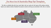 Australia map highlighting Darwin from Adelaide with labeled markers and caption areas placed in a white backdrop.