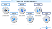 Professional infographic with six blue labeled sections, each featuring business objectives with circular icons and text.