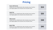 Predesigned  PowerPoint design pricing Table Template