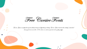 Cursive title text in the center with playful abstract shapes in soft colors decorating the white slide background.