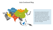 Colorful map of Asia slide showing many countries with a text box on the right side.