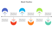 Horizontal timeline template with colored circles for 2017 to 2022 and placeholder text.