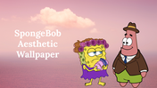 A pack of aesthetic wallpaper featuring two cheerful Spongebob cartoon characters against a soft pink, dreamy background.