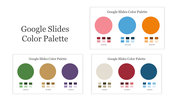 A pack of Google Slides color palettes featuring various color combinations with corresponding hex codes.