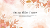 Vintage Slide deck with floral designs and a muted pastel background, with different retro floral styles.