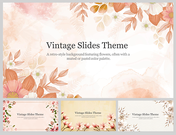 Vintage Slide deck with floral designs and a muted pastel background, with different retro floral styles.