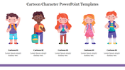 Cartoon character template illustrated with five children in different appearances and outfits with captions below.