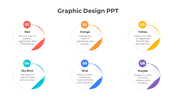 Colorful graphic design slide illustrating the meanings of six different colors, each labeled with a number and description.