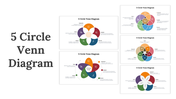 5 Circle Venn Diagram PowerPoint and Google Slides Templates