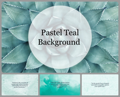 Pastel slide pack with a succulent background showcasing quotes on gentle teal backgrounds.