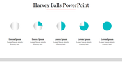 Five Harvey Balls with varying fill levels, from empty to fully filled, with placeholder captions below each.