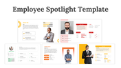 Employee spotlight slides featuring multiple layouts showcasing individual employee profiles with photos and achievements.