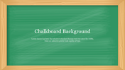 Chalkboard background slide with a wooden border, displaying placeholder text in the center.