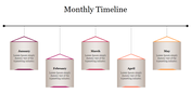 Hanging Monthly Timeline PowerPoint Template