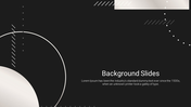 Abstract dark background slide with black and white geometric shapes, title text and caption area at the bottom.