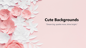 A pack of slides with pink and white paper flowers on a soft pink background, perfect for a cute presentation theme.