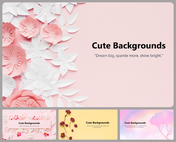 A pack of slides with pink and white paper flowers on a soft pink background, perfect for a cute presentation theme.