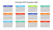 Editable Calendar PPT Template 2022 PowerPoint Slide