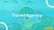 Group of slides for a travel agency, featuring a blue and white color scheme with useful travel informations.