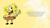 Colorful SpongeBob wallpaper slides with a cartoon character in a playful, pastel-colored background and whimsical elements.