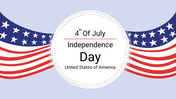 Patriotic design with wavy American flags on the background, with a central circle of Independence day message.