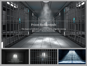 A pack of prison themed slides featuring a dimly lit hallway with metal bars and a quote.