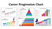 Chart template with various career progression designs, including ladders and stairs, showing stages of professional growth.